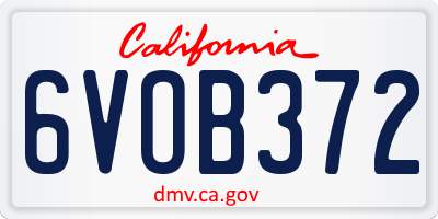 CA license plate 6VOB372