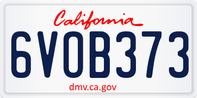 CA license plate 6VOB373