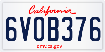 CA license plate 6VOB376