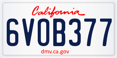 CA license plate 6VOB377