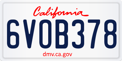 CA license plate 6VOB378