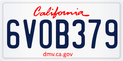 CA license plate 6VOB379