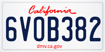 CA license plate 6VOB382