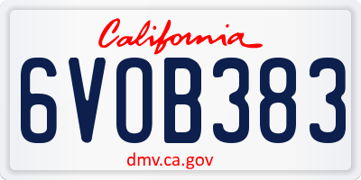 CA license plate 6VOB383