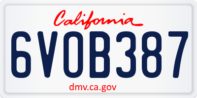 CA license plate 6VOB387