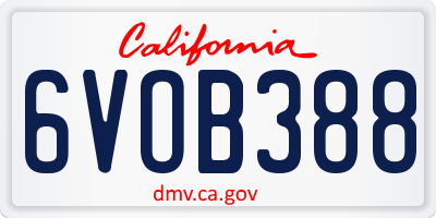 CA license plate 6VOB388