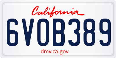 CA license plate 6VOB389