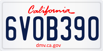 CA license plate 6VOB390