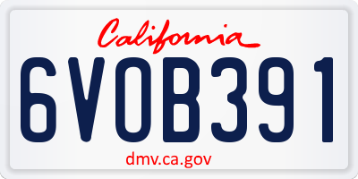 CA license plate 6VOB391