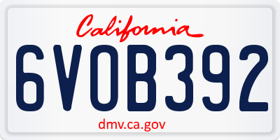CA license plate 6VOB392