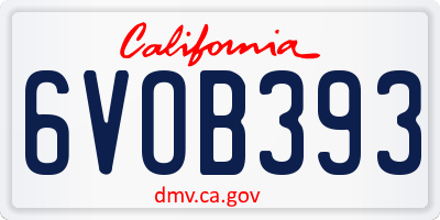 CA license plate 6VOB393