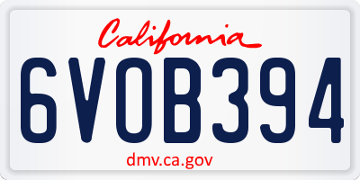 CA license plate 6VOB394
