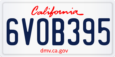 CA license plate 6VOB395