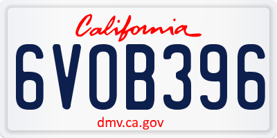 CA license plate 6VOB396