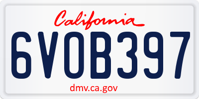 CA license plate 6VOB397