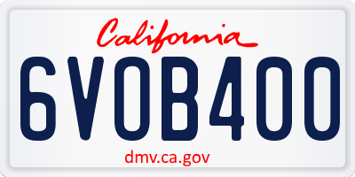 CA license plate 6VOB400