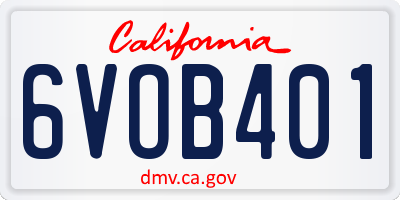 CA license plate 6VOB401