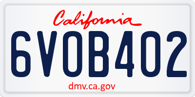 CA license plate 6VOB402