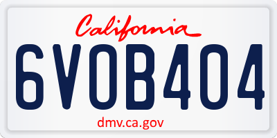 CA license plate 6VOB404