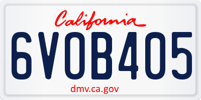 CA license plate 6VOB405