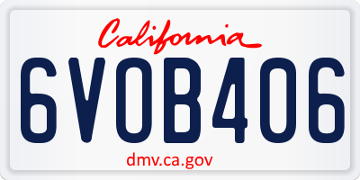 CA license plate 6VOB406