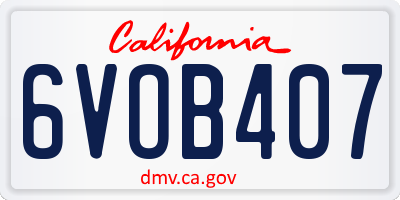 CA license plate 6VOB407