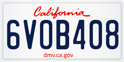 CA license plate 6VOB408