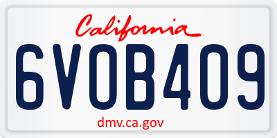 CA license plate 6VOB409