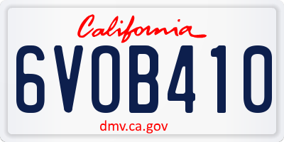 CA license plate 6VOB410