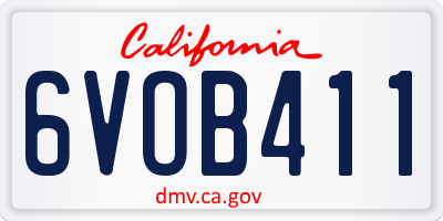 CA license plate 6VOB411