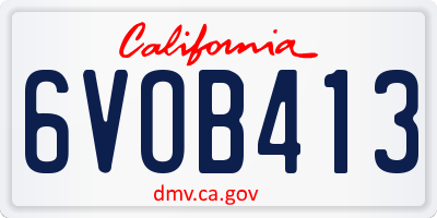 CA license plate 6VOB413