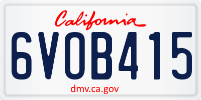 CA license plate 6VOB415