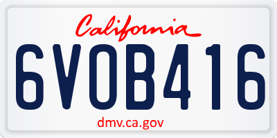 CA license plate 6VOB416