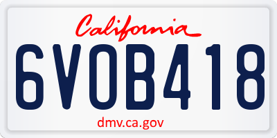 CA license plate 6VOB418