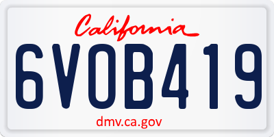 CA license plate 6VOB419
