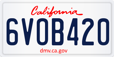 CA license plate 6VOB420