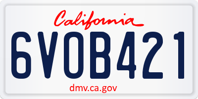 CA license plate 6VOB421