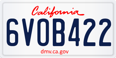 CA license plate 6VOB422