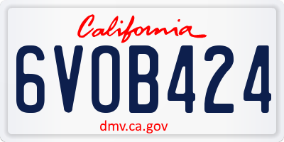 CA license plate 6VOB424