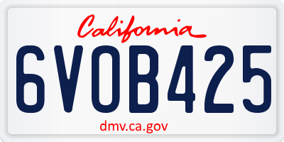 CA license plate 6VOB425