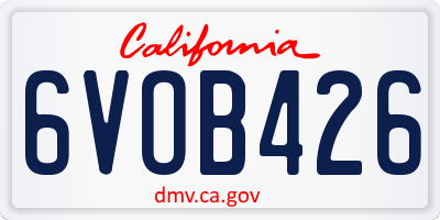 CA license plate 6VOB426