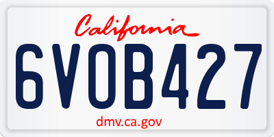 CA license plate 6VOB427