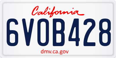 CA license plate 6VOB428