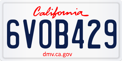 CA license plate 6VOB429