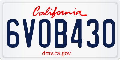 CA license plate 6VOB430