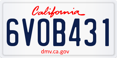 CA license plate 6VOB431