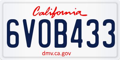 CA license plate 6VOB433