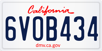 CA license plate 6VOB434