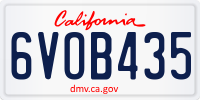 CA license plate 6VOB435