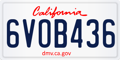 CA license plate 6VOB436